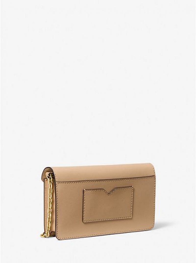 τσάντεσ χιαστί γυναικεια Michael Kors Small Saffiano δερματινα Envelope καφε | 526341-ONZ