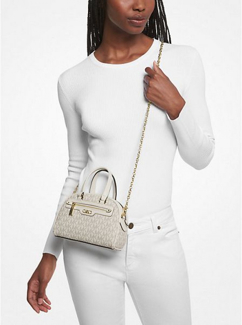 τσάντεσ χιαστί γυναικεια Michael Kors Williamsburg Extra-small Logo κρέμα | 138672-YNX