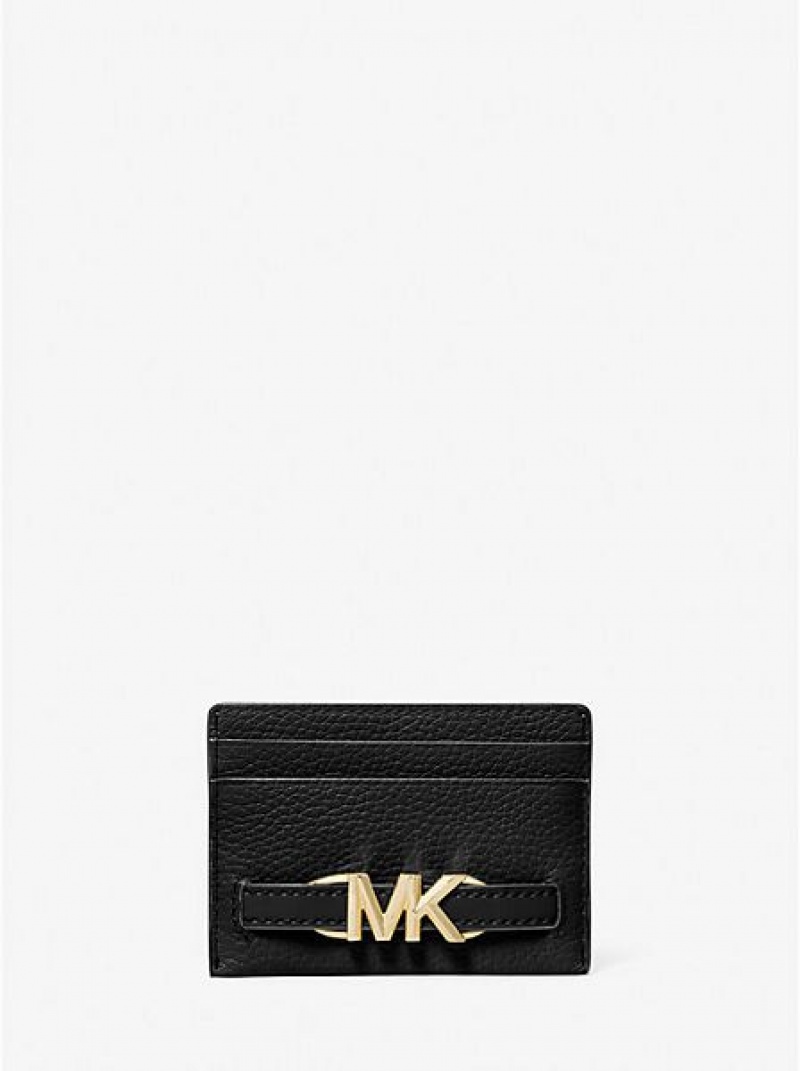 Θήκη Για Κάρτες γυναικεια Michael Kors Reed Large Pebbled δερματινα μαυρα | 962174-QKI