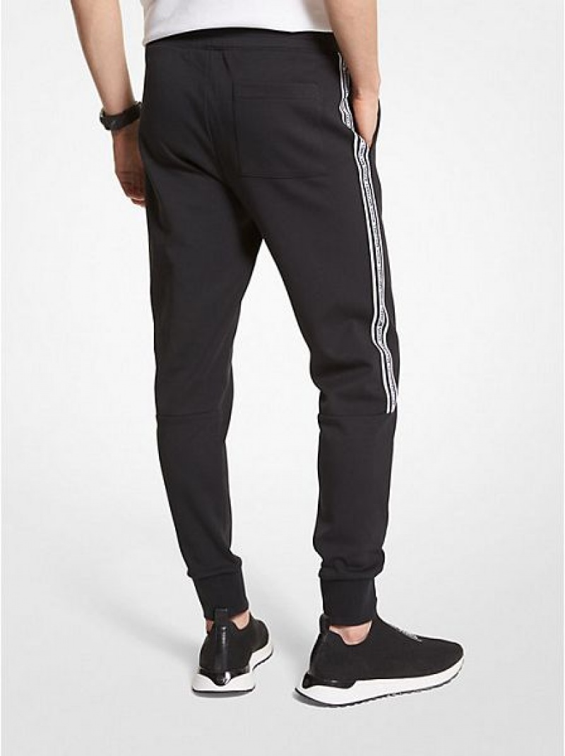 παντελονι jogger ανδρικα Michael Kors Logo Tape βαμβακερα Blend μαυρα | 245986-GOR