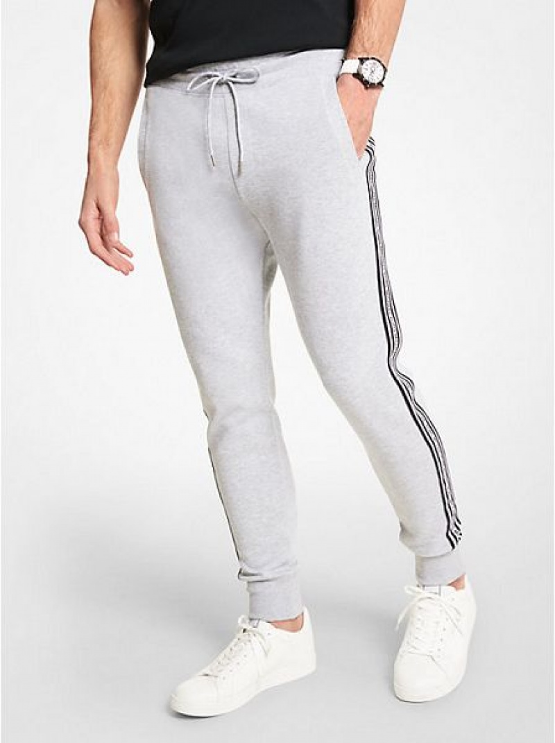 παντελονι jogger ανδρικα Michael Kors Logo Tape βαμβακερα Blend γκρι | 627095-GRN