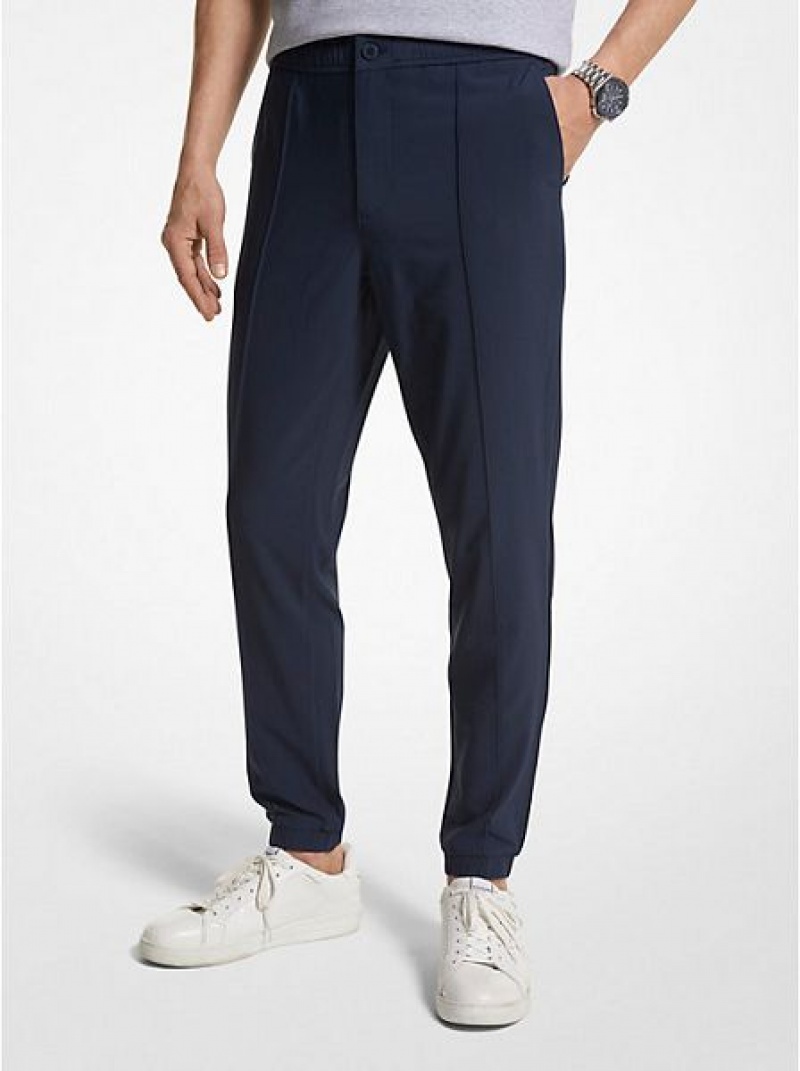 παντελονι jogger ανδρικα Michael Kors Pintuck Woven σκουρο μπλε | 596142-OQN