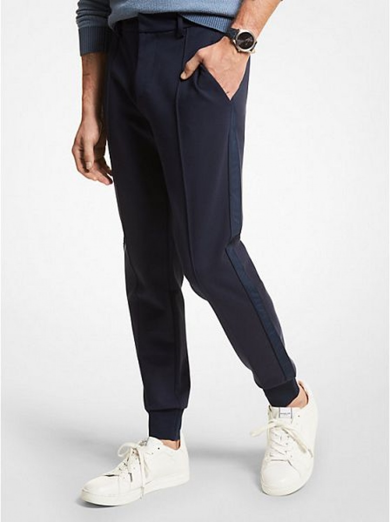 παντελονι jogger ανδρικα Michael Kors Stretch Knit σκουρο μπλε | 945120-XNP