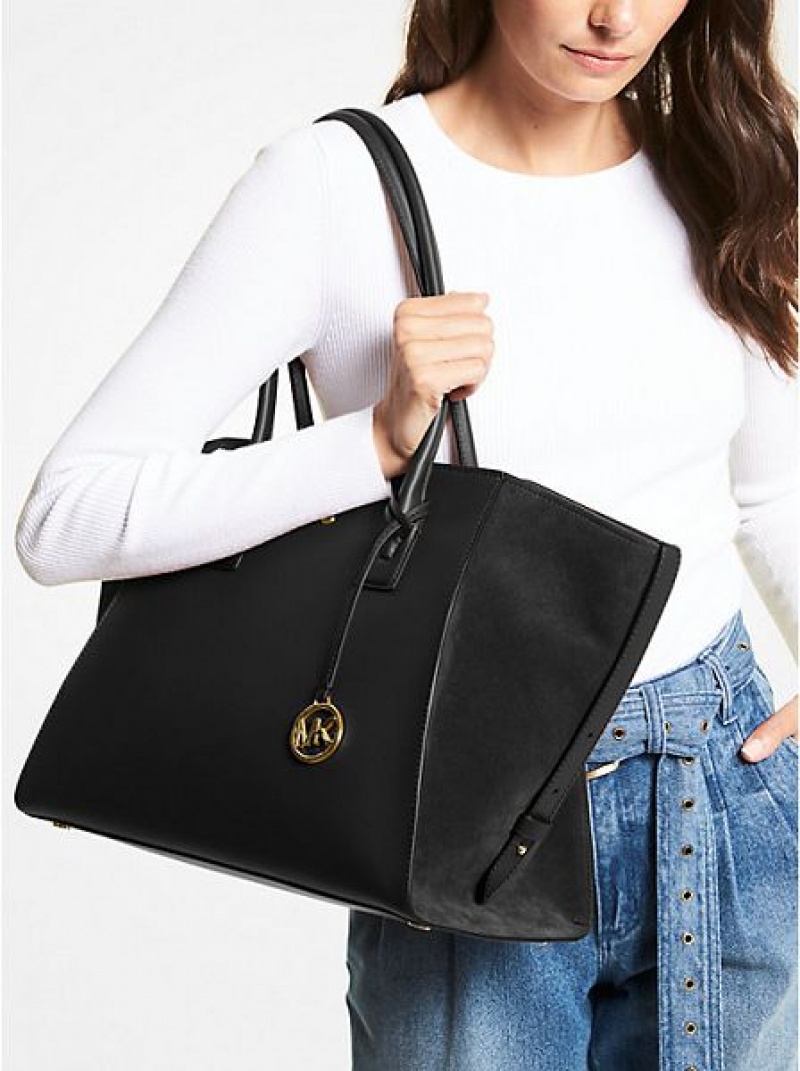 τσάντεσ tote γυναικεια Michael Kors Avril Extra-large δερματινα μαυρα | 185370-WZU