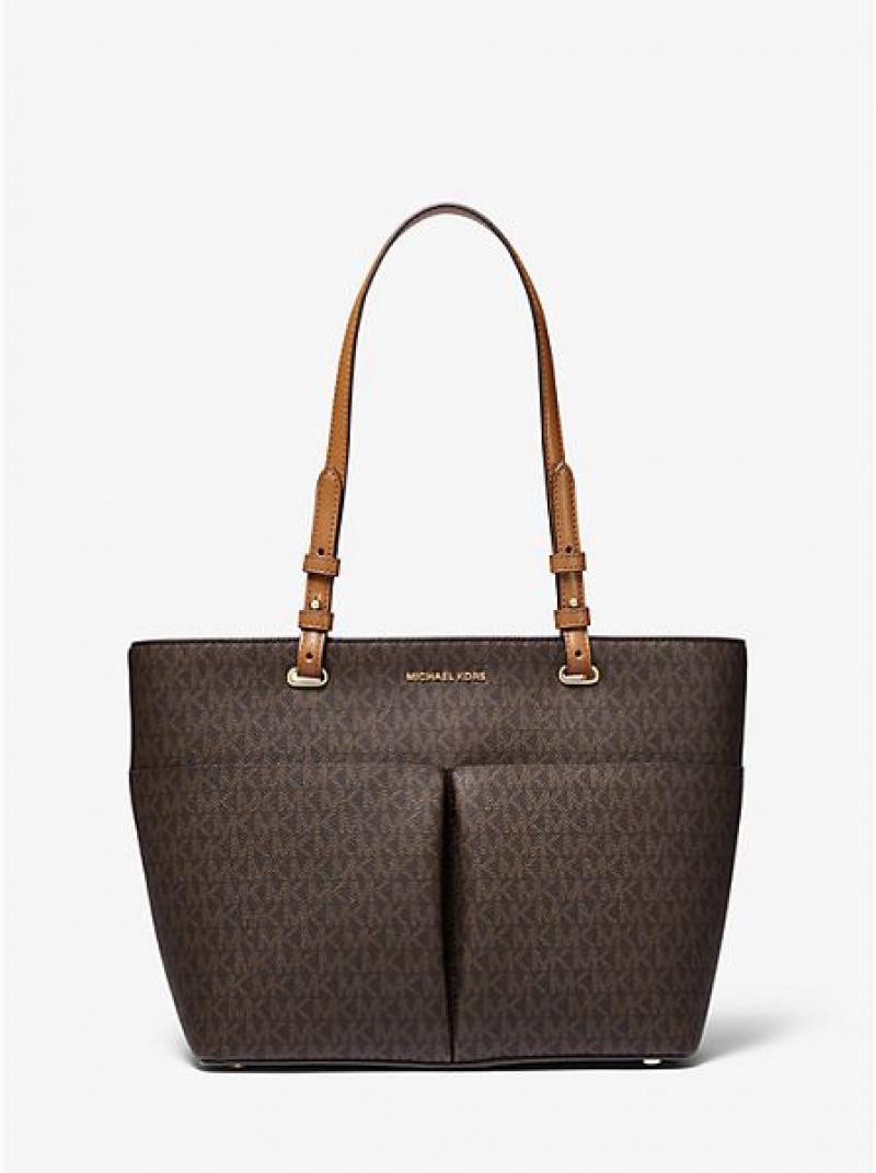 τσάντεσ tote γυναικεια Michael Kors Bedford Medium Logo καφε | 513708-QJW