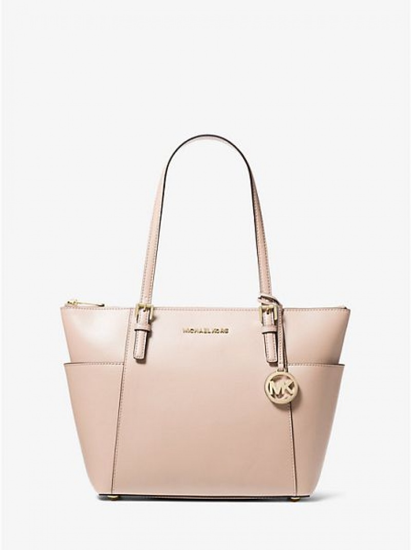 τσάντεσ tote γυναικεια Michael Kors Jet Set Large Crossgrain δερματινα ροζ | 204381-XPD