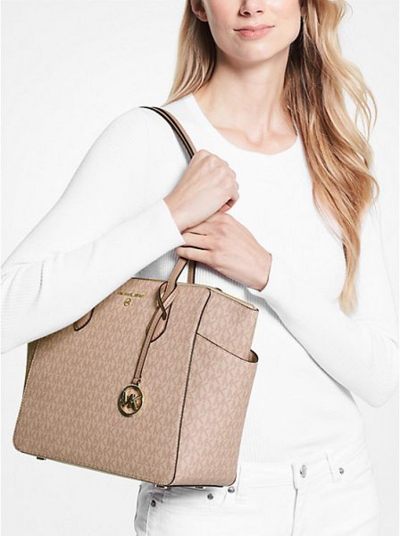 τσάντεσ tote γυναικεια Michael Kors Marilyn Medium Logo καφε | 038674-WXI