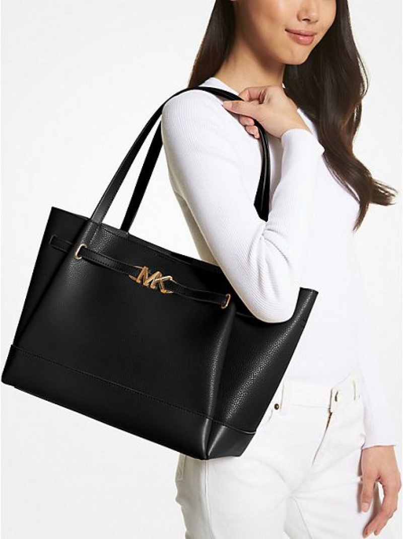 τσάντεσ tote γυναικεια Michael Kors Reed Large Pebbled δερματινα μαυρα | 926350-NWI