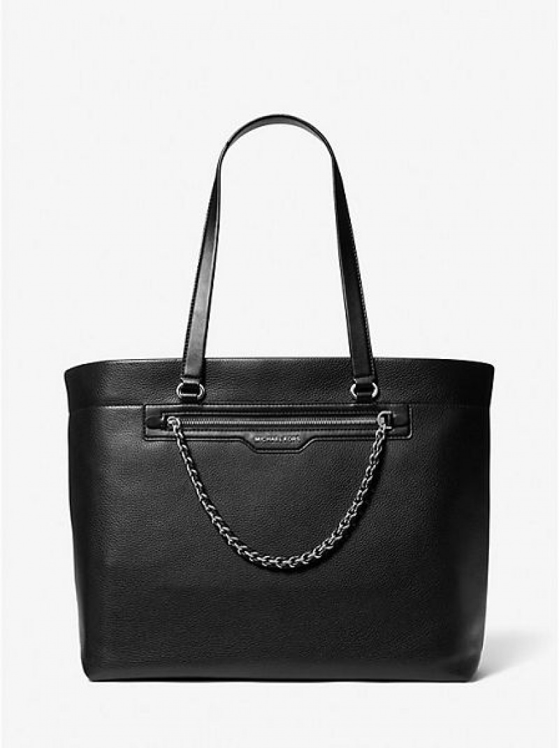 τσάντεσ tote γυναικεια Michael Kors Slater Large Pebbled δερματινα μαυρα | 948732-ZBU