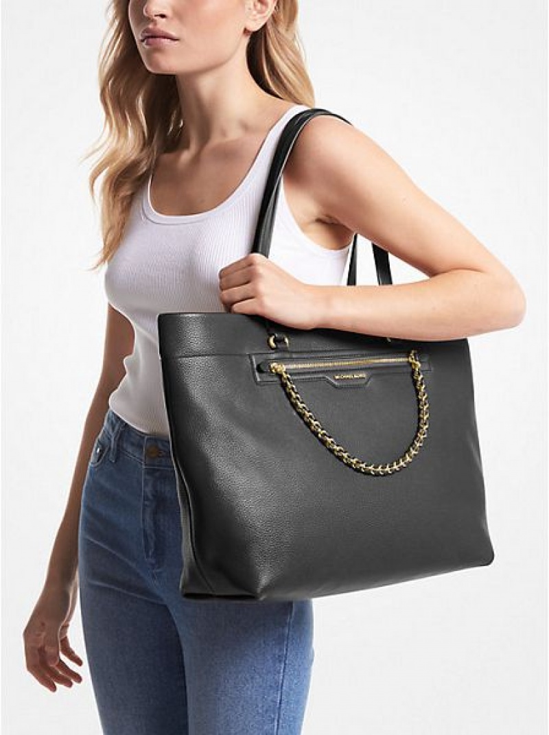 τσάντεσ tote γυναικεια Michael Kors Slater Large Pebbled δερματινα μαυρα | 148236-KXS