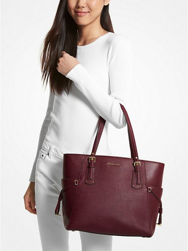 τσάντεσ tote γυναικεια Michael Kors Voyager Small Pebbled δερματινα μπορντο | 362578-BXA