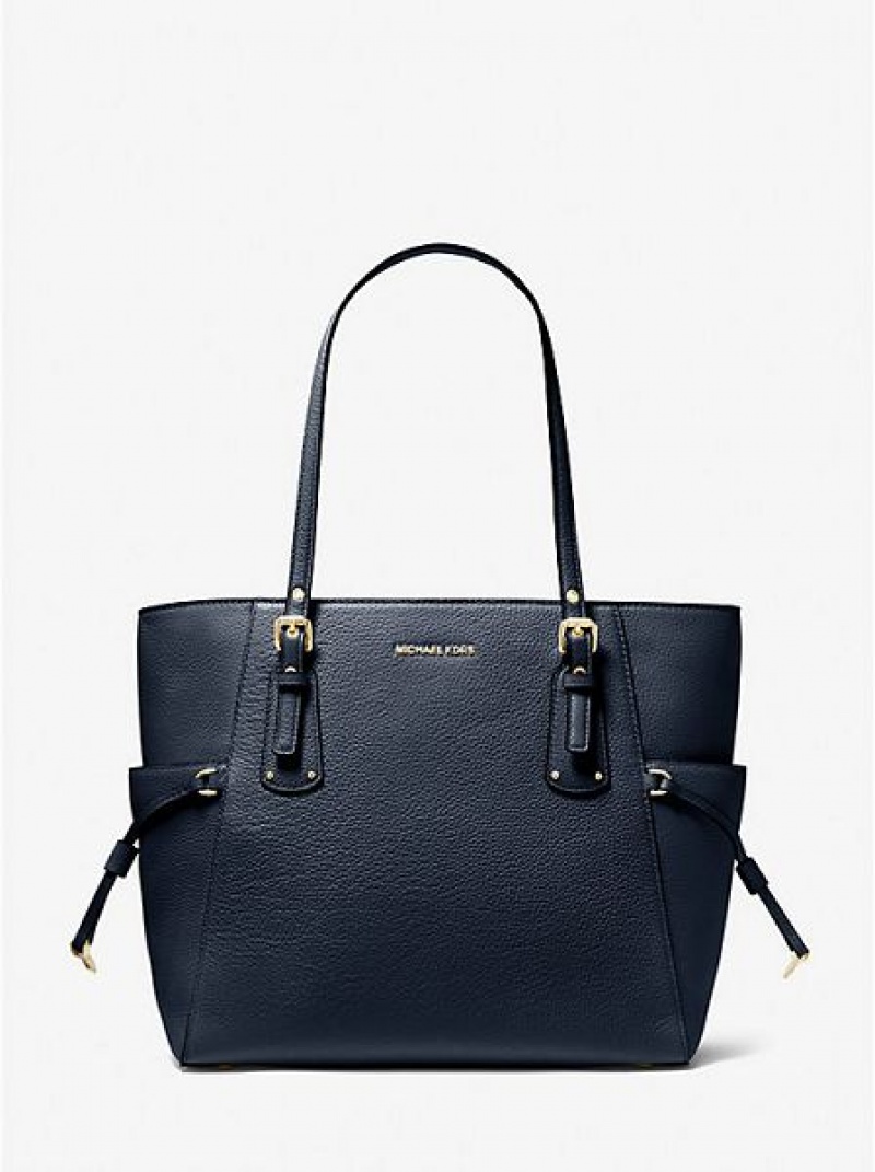 τσάντεσ tote γυναικεια Michael Kors Voyager Small Pebbled δερματινα σκουρο μπλε | 325189-JGH