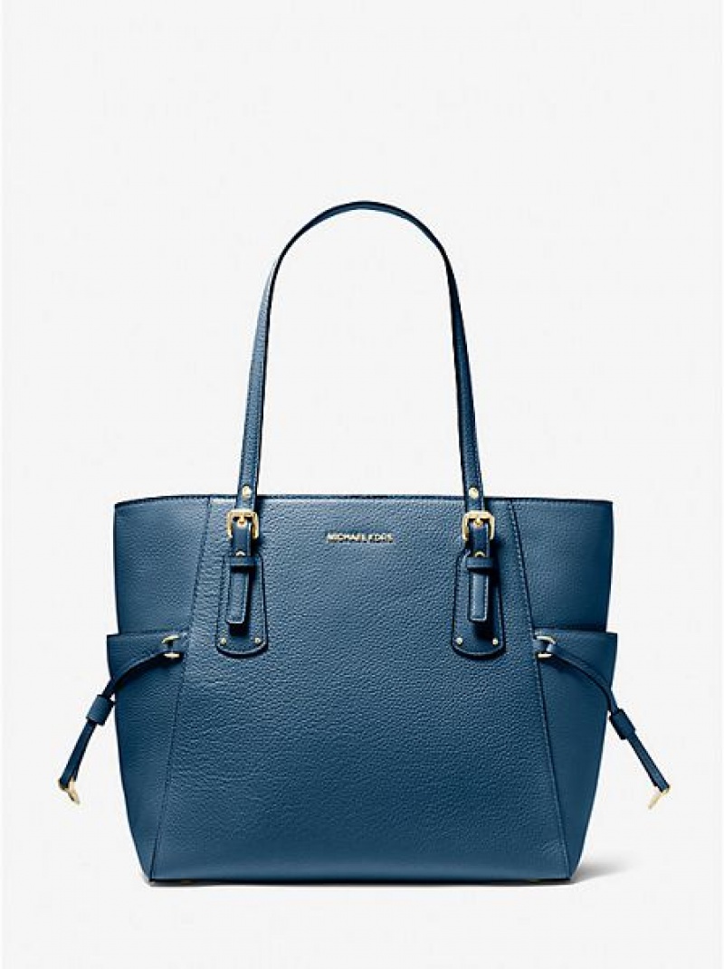 τσάντεσ tote γυναικεια Michael Kors Voyager Small Pebbled δερματινα μπλε | 548907-DMG