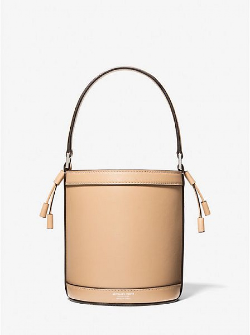 bucket bags γυναικεια Michael Kors Audrey Medium δερματινα καφε | 620538-YXA