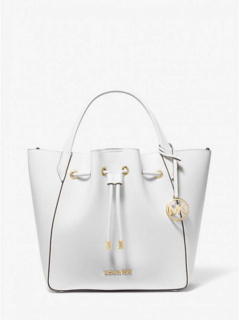 bucket bags γυναικεια Michael Kors Phoebe Large Faux δερματινα ασπρα | 624709-AKI