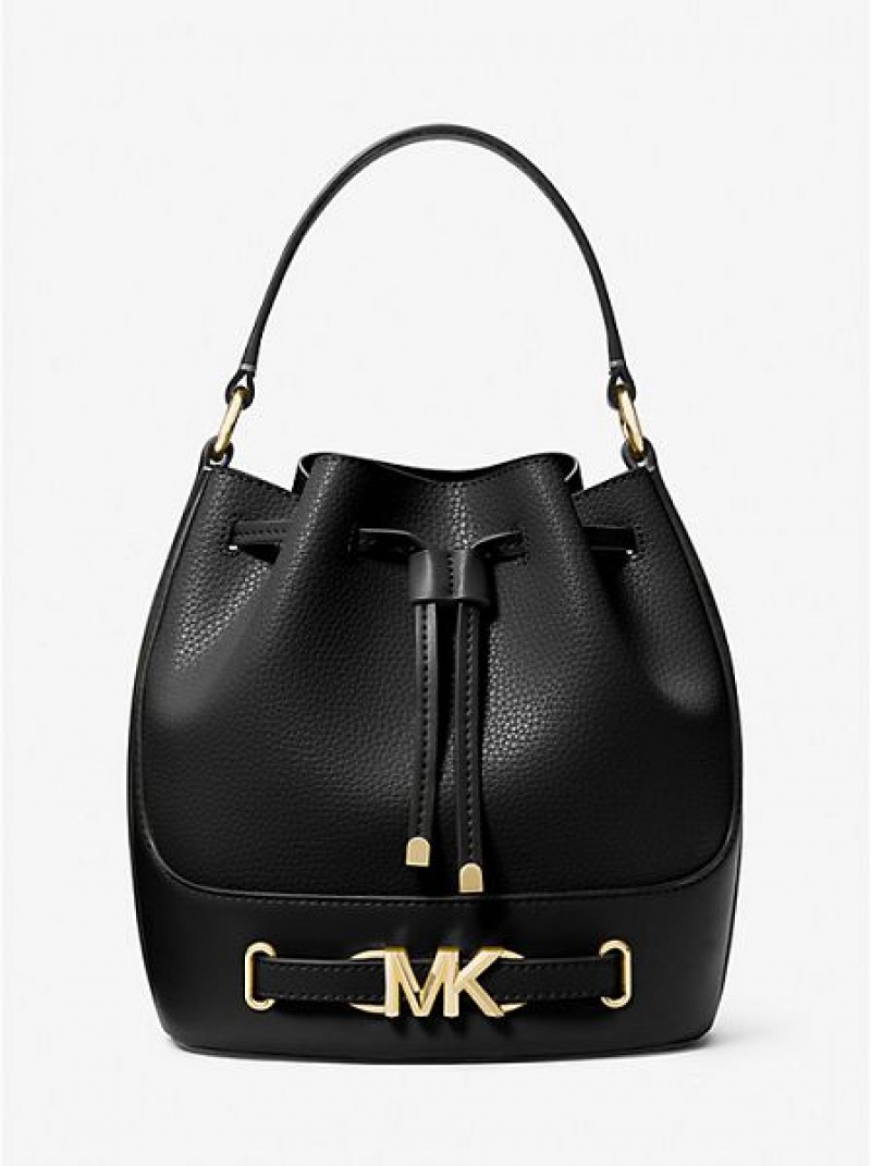 bucket bags γυναικεια Michael Kors Reed Medium Pebbled δερματινα μαυρα | 196753-BRS