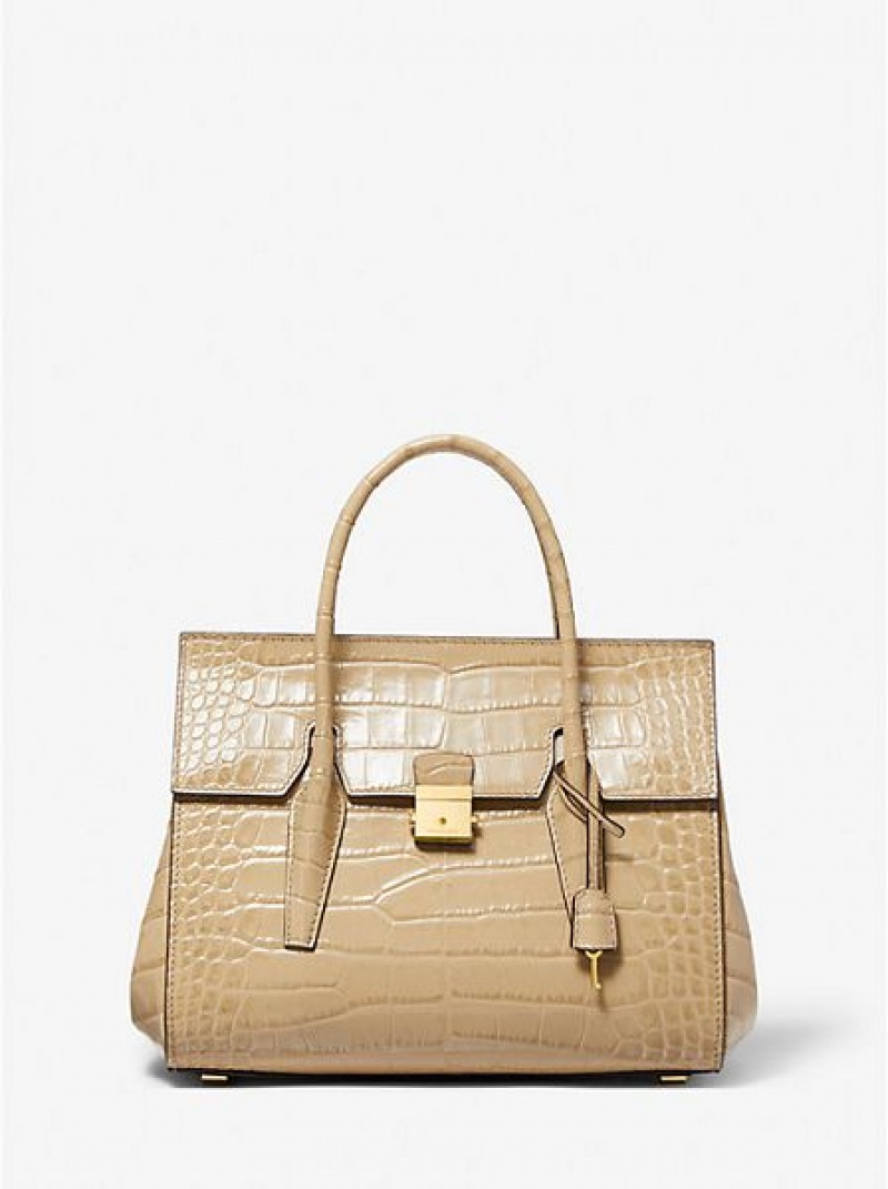 satchel τσαντεσ γυναικεια Michael Kors Campbell Medium Crocodile Embossed δερματινα Χακί | 906157-HOZ