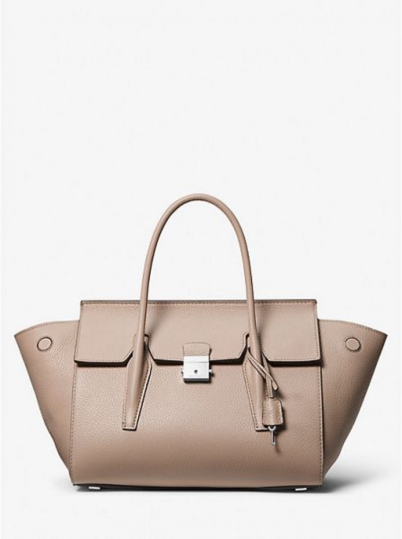 satchel τσαντεσ γυναικεια Michael Kors Campbell Medium Pebbled δερματινα γκρι καφε | 925103-EDH