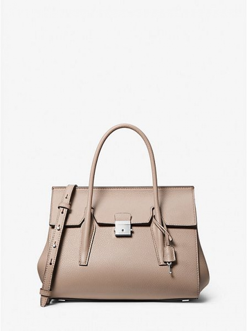 satchel τσαντεσ γυναικεια Michael Kors Campbell Medium Pebbled δερματινα γκρι καφε | 925103-EDH