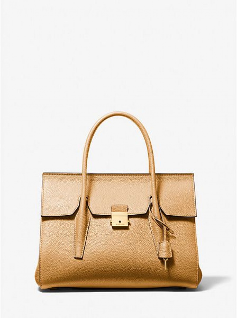 satchel τσαντεσ γυναικεια Michael Kors Campbell Medium Pebbled δερματινα καφε | 274138-IXZ