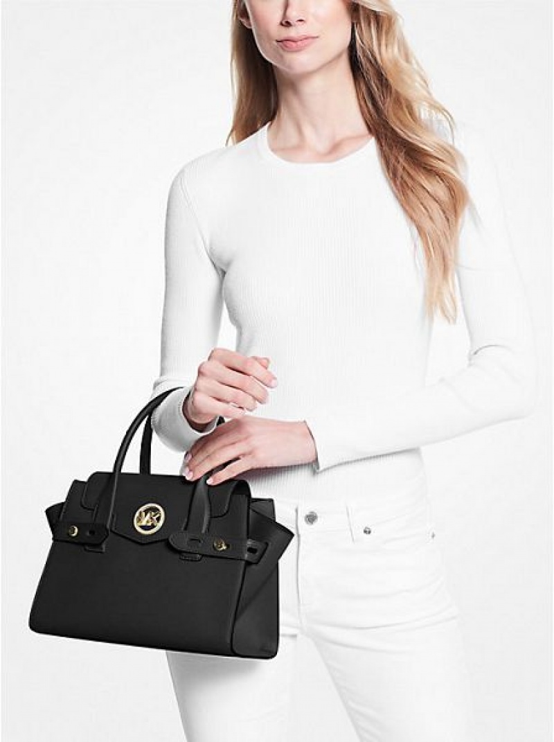 satchel τσαντεσ γυναικεια Michael Kors Carmen Medium Faux δερματινα Belted μαυρα | 850973-YFQ