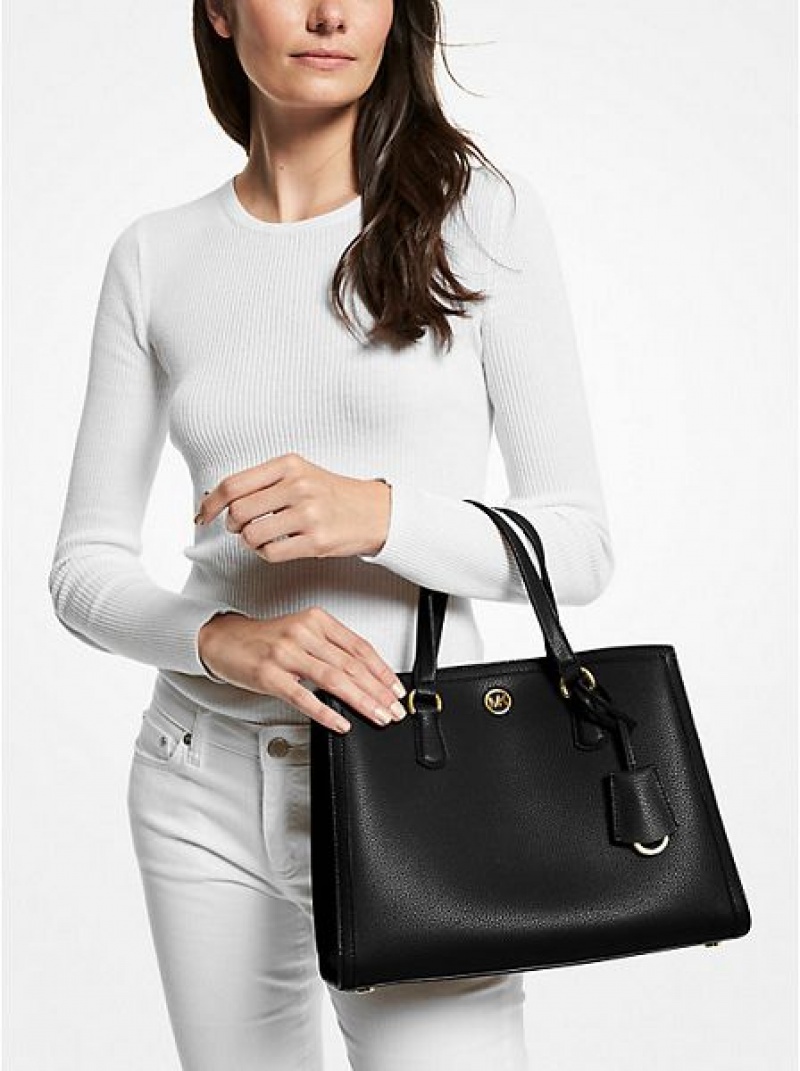 satchel τσαντεσ γυναικεια Michael Kors Chantal Medium Pebbled δερματινα μαυρα | 053827-CZB