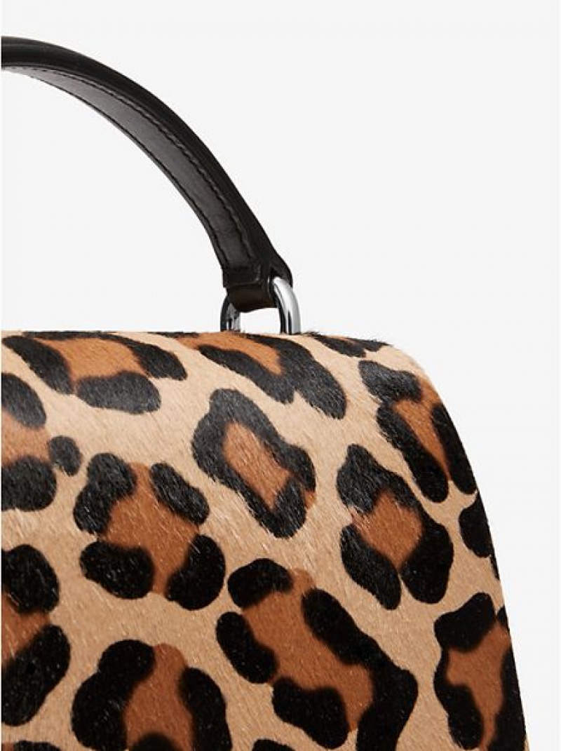 satchel τσαντεσ γυναικεια Michael Kors Mia Leopard Calf Hair Shoulder μαυρα καφε | 820635-VHA